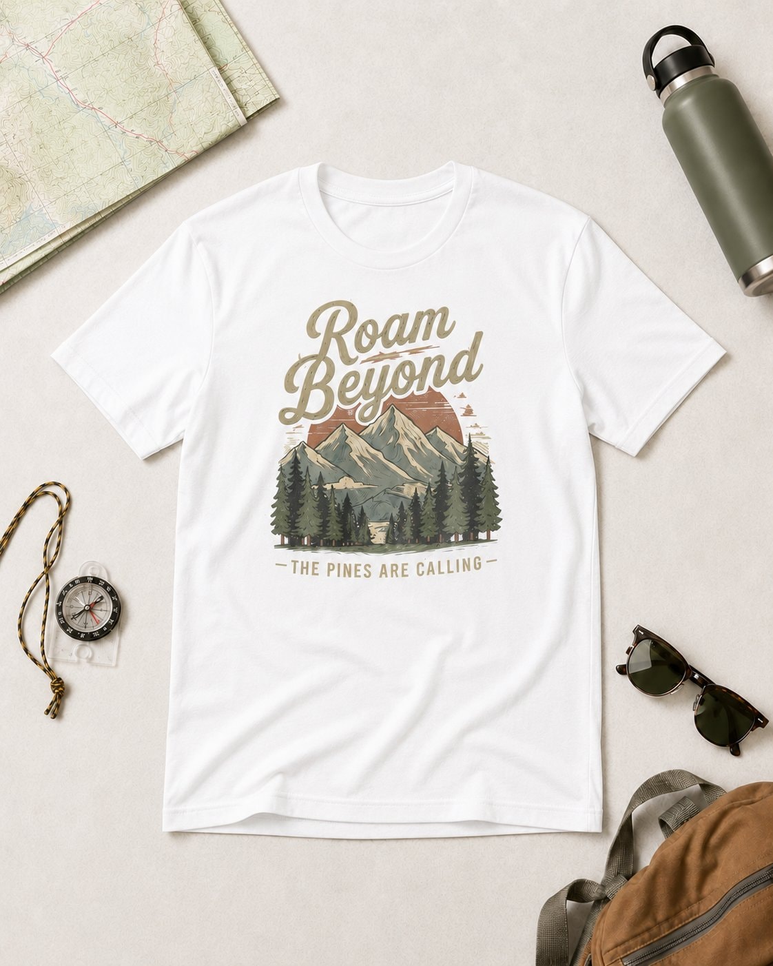 Roam Beyond the Pines Men's T-Shirt-White-4