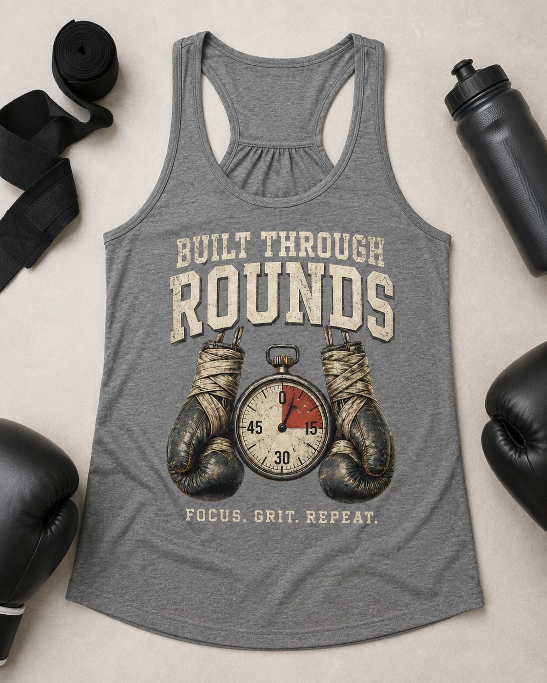 Built Through Rounds Women's Tank Top-Heather Grey-4