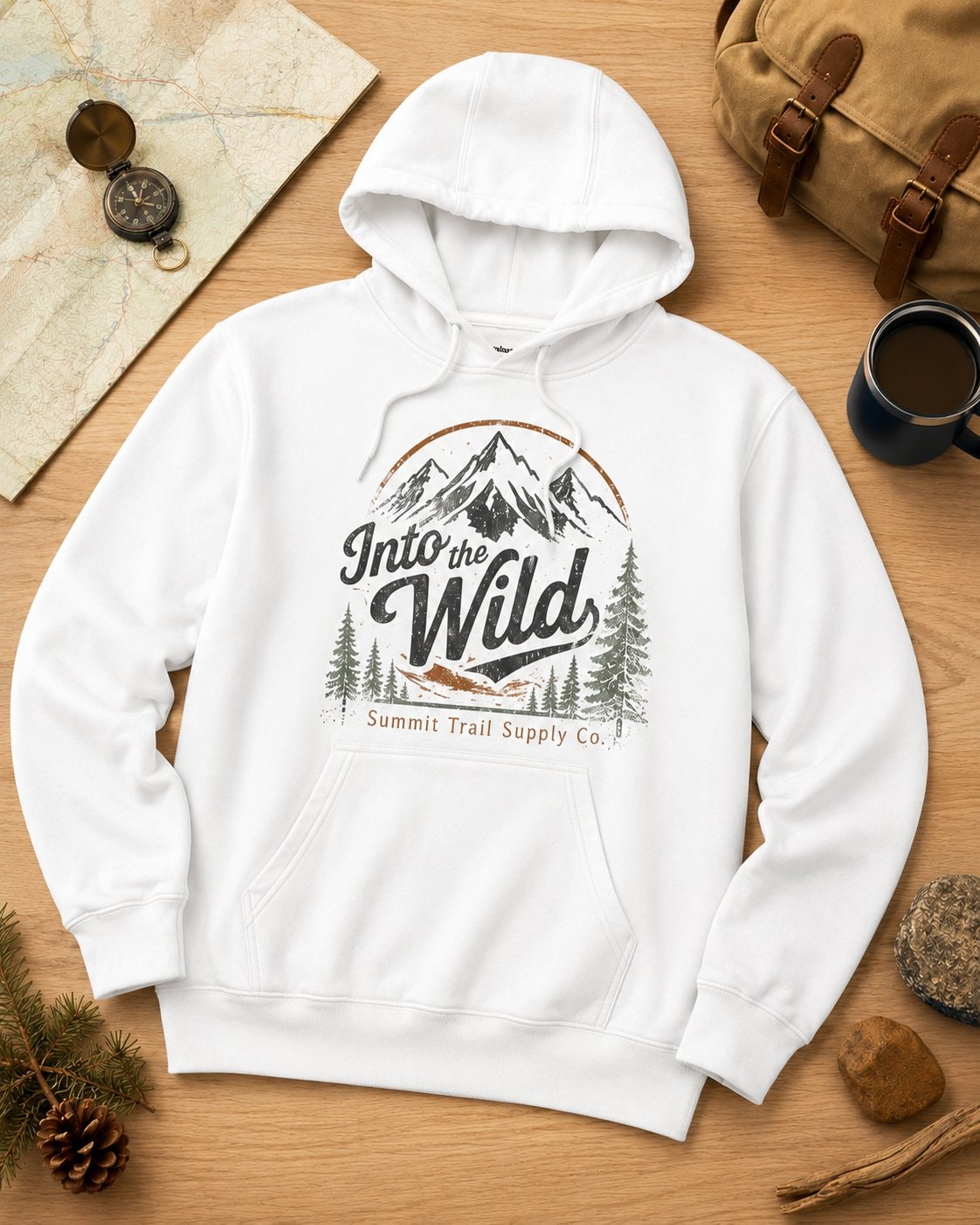 Into the Wild Summit Men's Hoodie-White-4