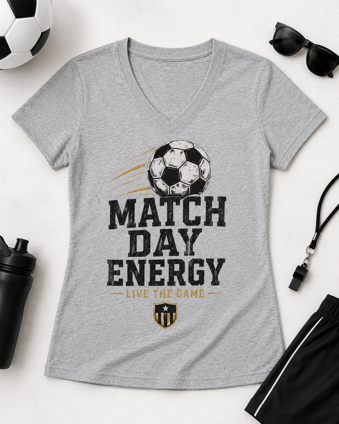 Match Day Energy Women's V-Neck T-Shirt-Heather Grey-4