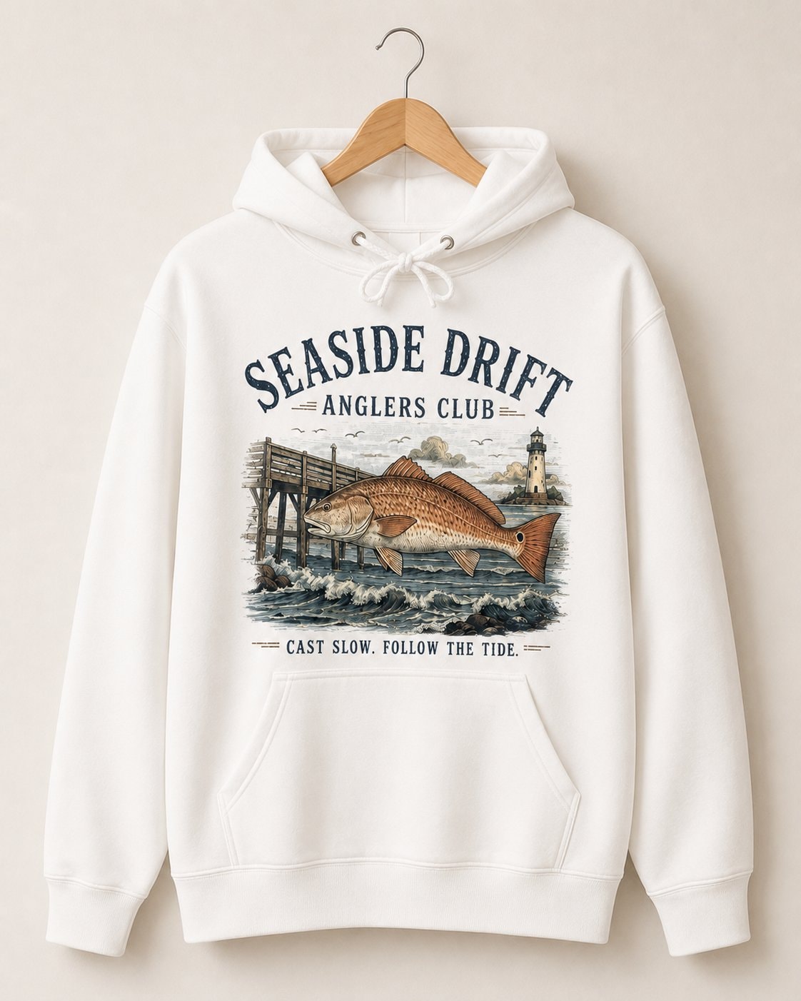Seaside Drift Anglers Club Women's Hoodie-White-3