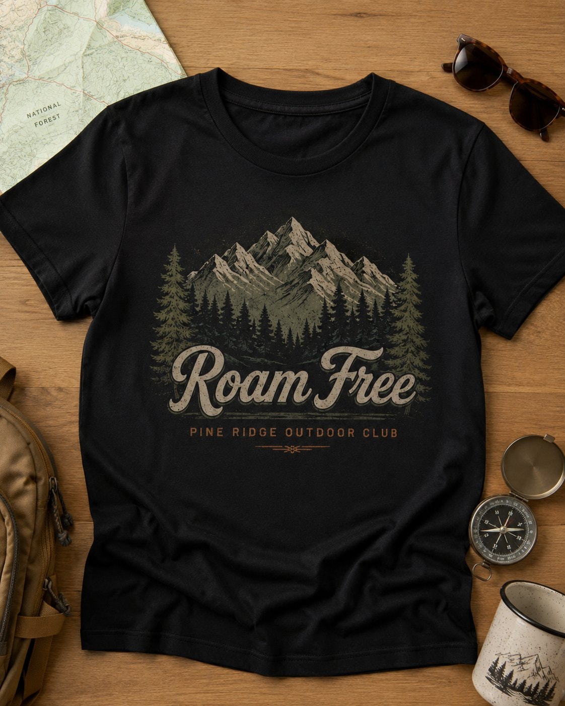 Roam Free Pine Ridge Women's T-Shirt-Black-4