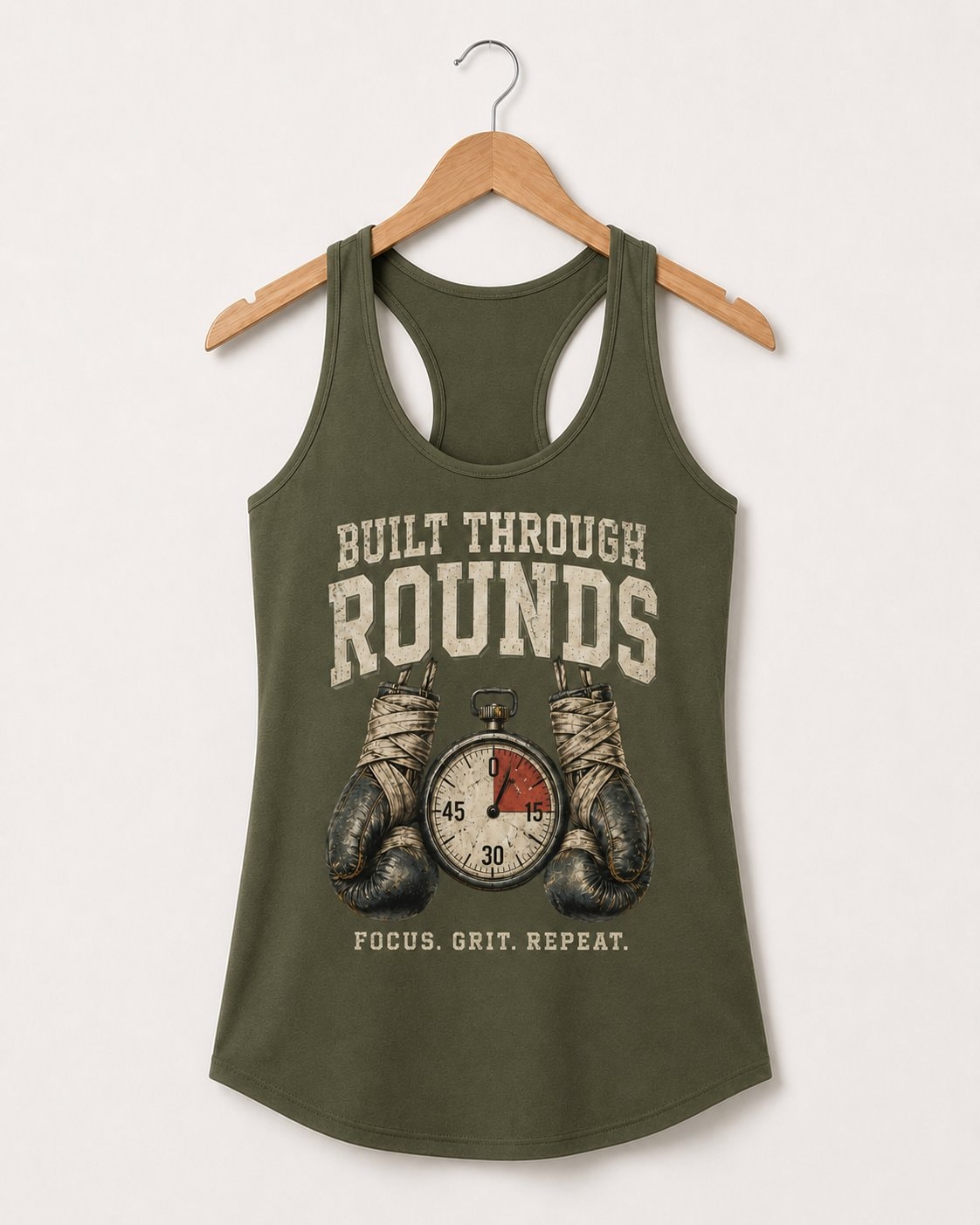 Built Through Rounds Women's Tank Top-Military Green-3