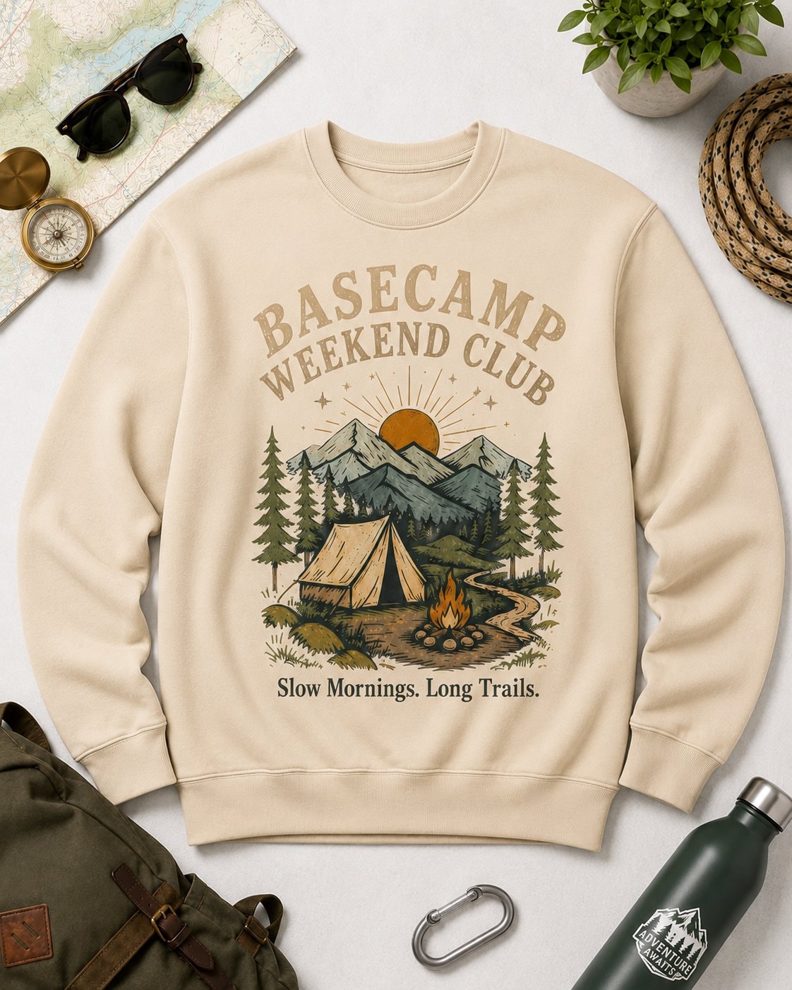 Basecamp Weekend Club Unisex Sweatshirt-Sand-4