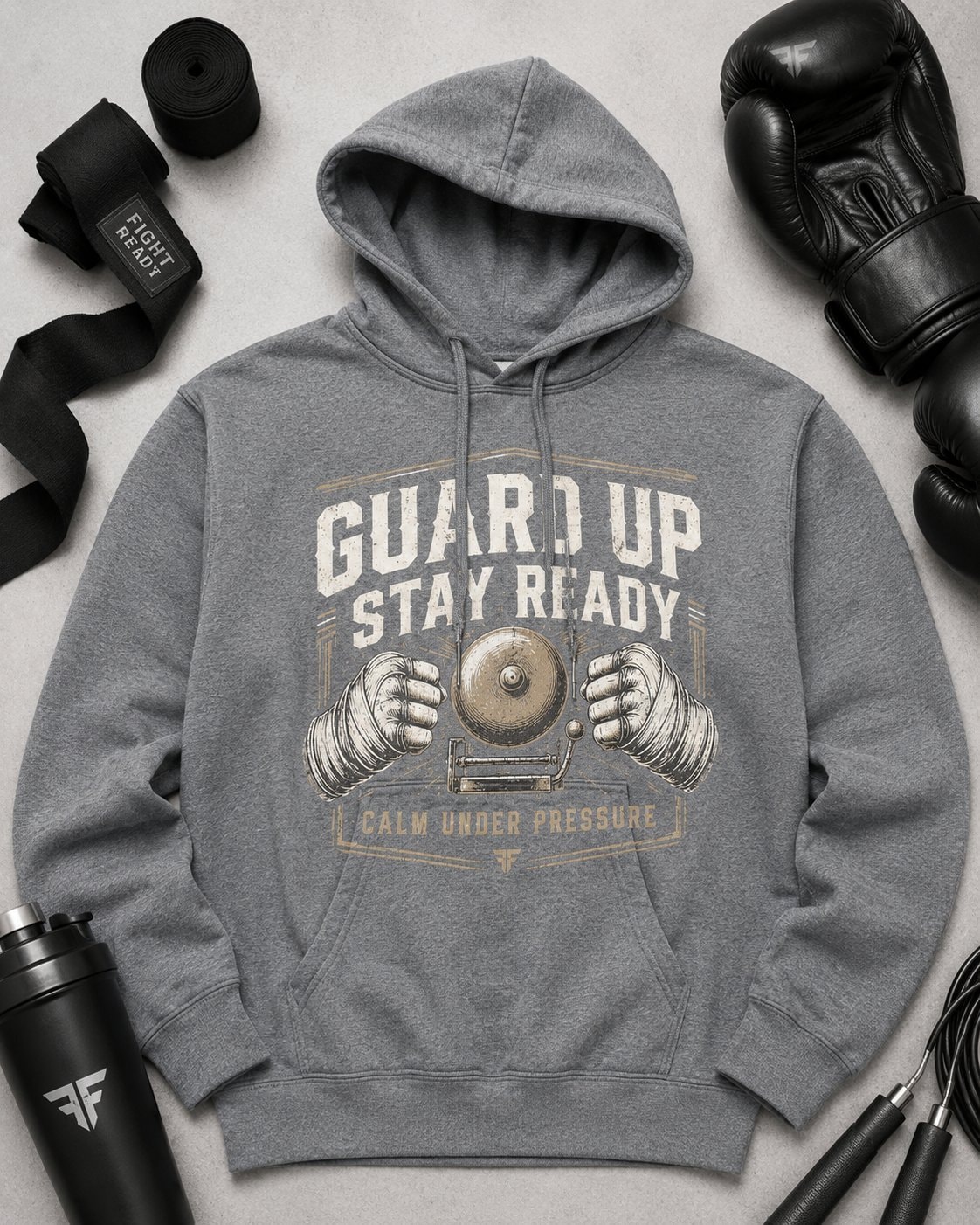Guard Up Stay Ready Women's Hoodie-Heather Grey-4