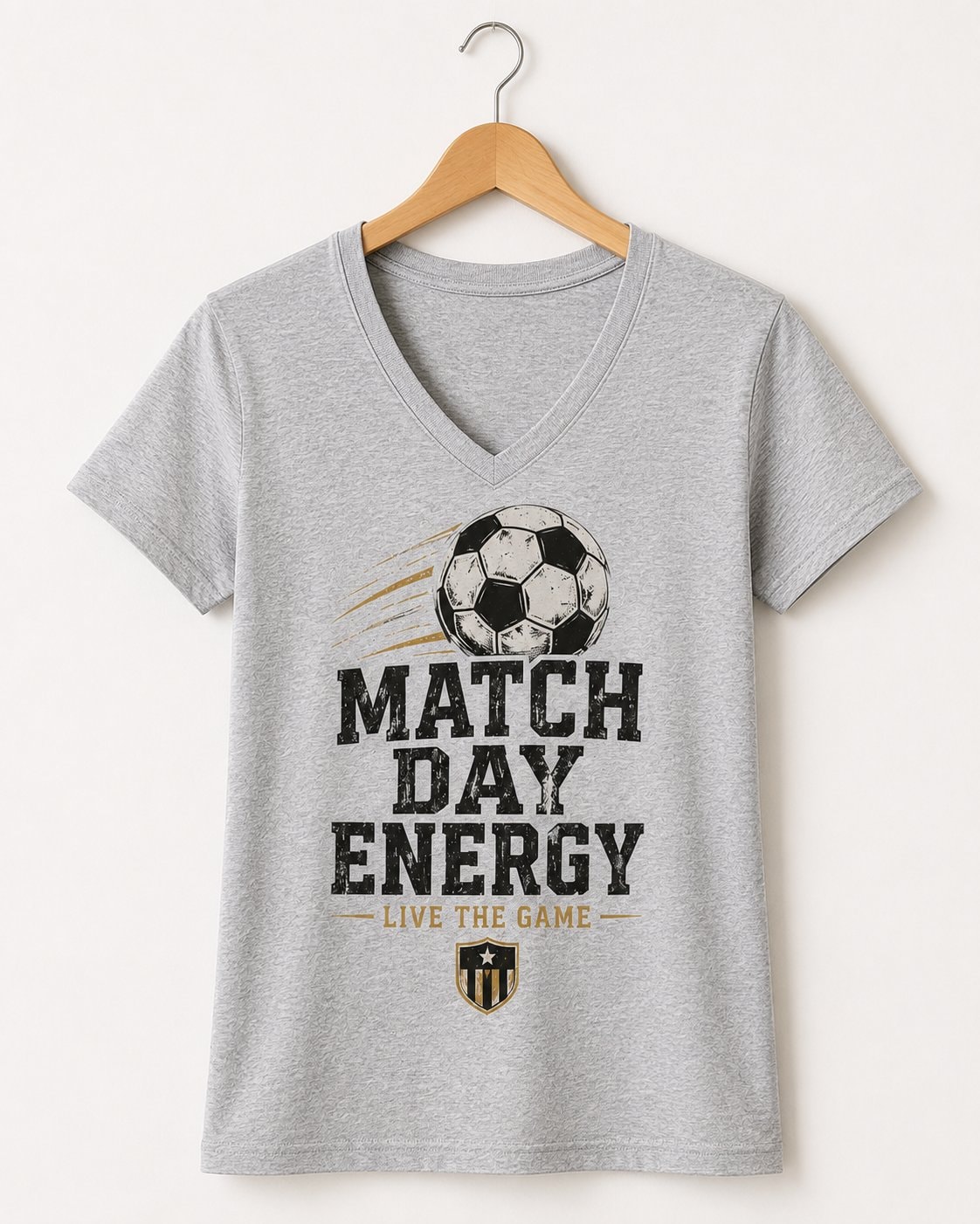 Match Day Energy Women's V-Neck T-Shirt-Heather Grey-3