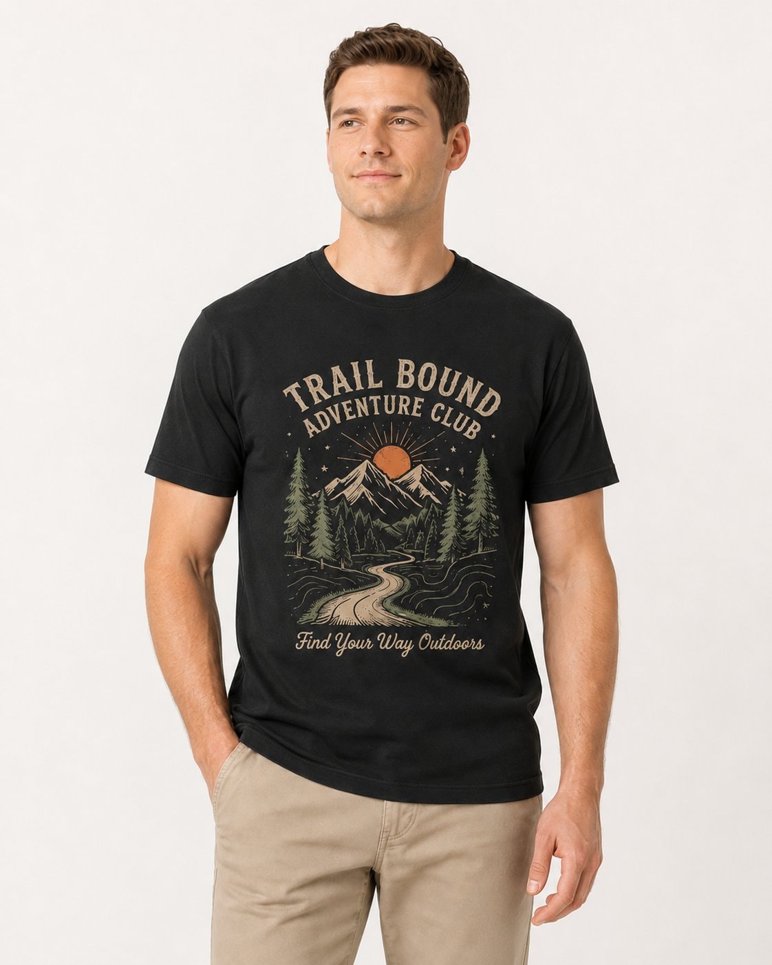 Trail Bound Adventure Club Unisex T-Shirt-Black-2