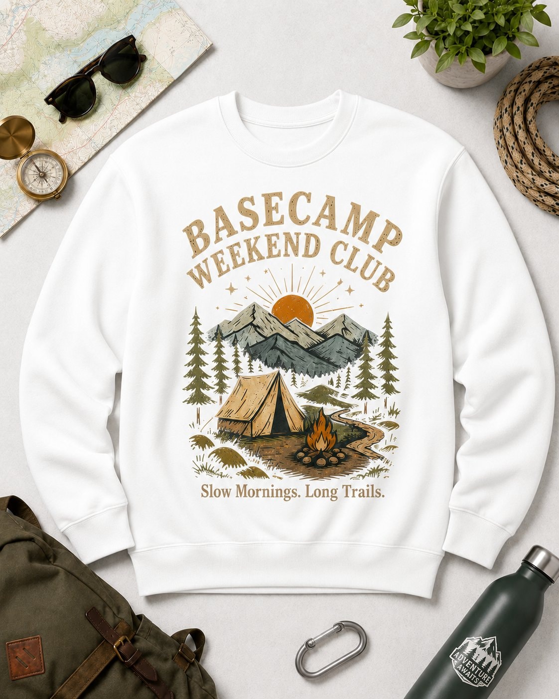 Basecamp Weekend Club Unisex Sweatshirt-White-4