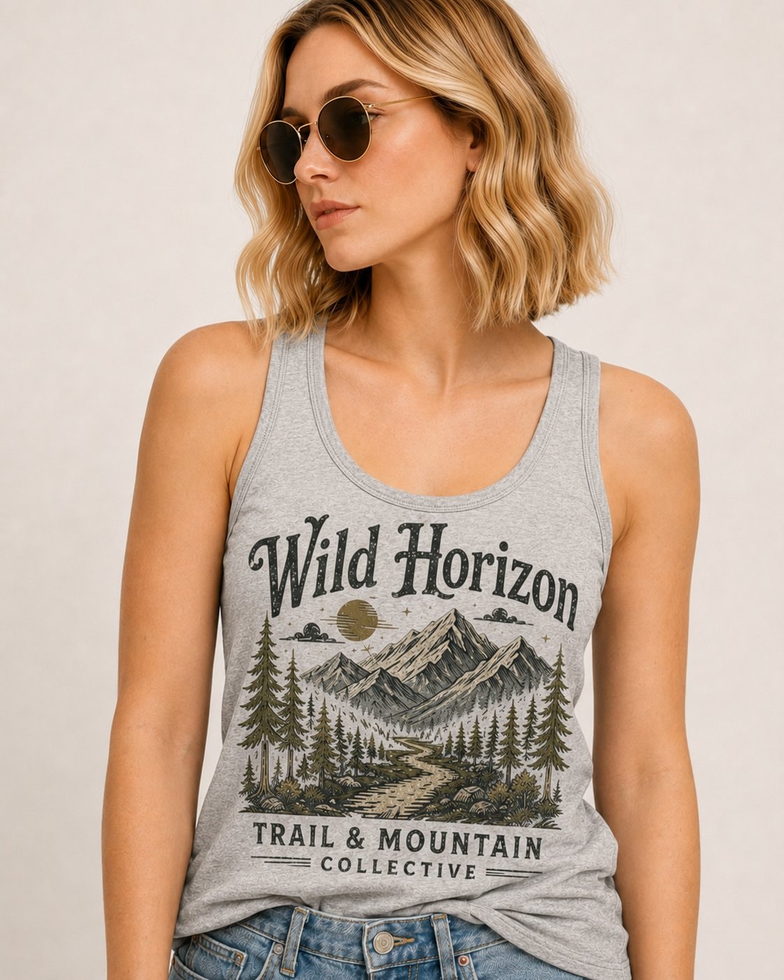 Wild Horizon Trail Women's Tank Top-Heather Grey-1